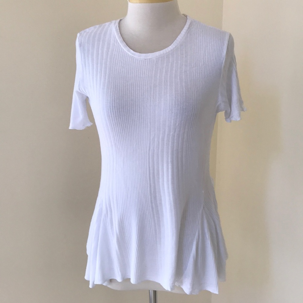 NWT! Zara Size L ribbed asymmetrical S/S Top